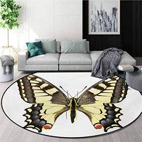 RUGSMAT Swallowtail Butterfly Non-Slip Area Rug Pad Round,Yellow Papilio Machaon Old World Swallowtail Wildlife Biology Protect Floors While Securing Rug Making Vacuuming,Round-59 Inch