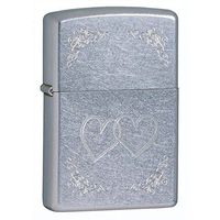 Zippo Heart to Heart Street Chrome Outdoor Indoor Windproof Lighter Custom Personalized Engraved Message on Backside