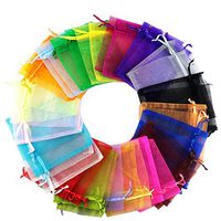 Mydio 100pcs 5" x 7" Mixed Colors Organza Gift Bags,Wedding Party Gift Bags Candy Bags