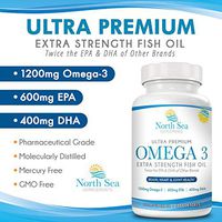 North Sea Supplements Ultra Premium Omega-3 Extra Strength Fish oil Lemon flavor-180 count