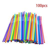 100Pcs 10inch Length Colorful Plastic Flexible Disposable Extra Long Drinking Straws Bendy Straw(100pcs,multicolor)