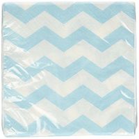 Light Blue Chevrons and Dots Printed Beverage Napkins (16 ct)