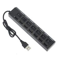 wumedy 7 Ports LED USB Adapter Hub Power on/Off Switch for PC Laptop Hubs