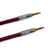 Primeda 3.5mm Premium Auxiliary Audio Cable Braided AUX Cable for Headphones, iPods, iPhones, iPads, Home/Car Stereos and More (Red) (3 Feet (1 Meter), Straight to Straight)