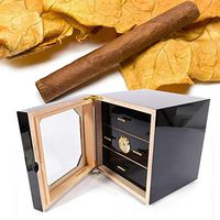 Cigar Humidor TBVECHI Low-Key Luxury Cigar Humidor Cedar Lined 3 Layer Drawers w/Humidifier Fit
