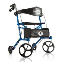 Hugo Mobility Sidekick Side-Folding Rollator Walker with Seat, Blueberry