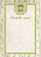 30 Blank Thank You Cards Wood Forest Brown Bear Design Baby Shower Birthday Party + 30 White Envelopes