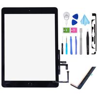 T Phael Black Digitizer Repair Kit for 2017 iPad 9.7(A1822, A1823) Touch Screen Digitizer Replacement with Home Button + Tools Kit + PreInstalled Adhesive