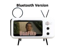 UnnFiko Wireless Bluetooth Speakers Retro TV Style Stand Holder, Cartoon Desktop Bracket Desk Mount, Universal for Samsung iPhone X 6 6s 7 8 Plus Xs Max XR (TV White Bluetooth)