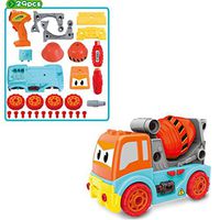 cobcob 2019 New-Kids Car Toy,Remote Control Car Vehicle Play Set Transporter Toy with Toddler Toys 3D Light Music DIY Take Apart Car Toys with Electric Drill for Childrens Boys Girls (A)