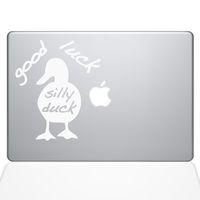 The Decal Guru Good Luck Silly Duck MacBook Decal Vinyl Sticker - 11" MacBook Air - White (1069-MAC-11A-W)