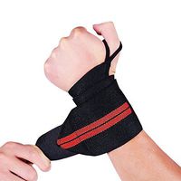 MAIBU 2 Packs Wrist Wraps with Thumb Loops - 18.5" Adjustable Wrist Straps Supports for Weightlifting, Crossfit, Bodybuilding, Strength Training - Red