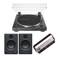 Audio-Technica AT-LP60XBT Bluetooth Stereo Turntable (Black) Bundled with Eris E3.5 Bluetooth Monitors with Acoustic Tuning (Pair) and Knox Gear Record Brush (3 Items)