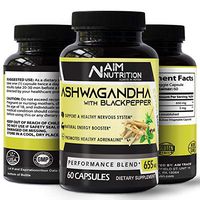 Organic Ashwagandha Black Pepper Capsule – Pure Herbal 655mg Supplement for Stress Relief, Anti-Anxiety & Adrenal, Mood & Thyroid Support (60 Capsules)