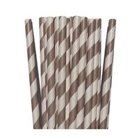Grey Striped Paper Straws- For Weddings Birthday Parties Baby Showers Bridal DIY Vintage Themes (50 Count)