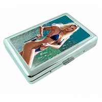 Italian Italy Pin Up Girls Model Silver Cigarette Case S10 Metal Wallet Id Holder 4" X 2.75" RFID Protection
