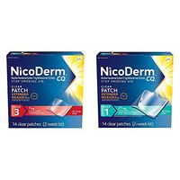 NicoDerm CQ Stop Smoking Aid 7 Milligram Clear Nicotine Patches for Quitting Smoking, Step 3, 14 Count & NicoDerm CQ Nicotine Patch, Clear, Step 1 to Quit Smoking, 21mg, 14 Count