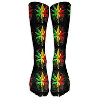 MDIF Rasta Colors Weeds Costume Cosply Socks Halloween Funny Champion Athletic Leggings Knee High Stockings