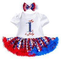 Hstore ✿Toddler Independence Day Printed Princess Dress Baby Girls 4th of July Headband+Letter Dress Party Dress Princess Dress