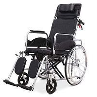 Full Reclining Folding Wheelchairs Bath Toilet Commode, with Foot Pad and Dining Table, Portable Travel Chair Carrying Elderly Disabled Hand Push Scooter, Black, Bearing 100kg