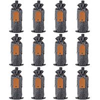 Mocoum Wine Bags Wine Gift Bags with Drawstrings, Single Reusable Wine Bottle Covers with Ropes and Tags (12 pack, Grey)