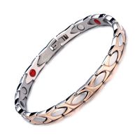 HiTreasure Womens Rose Gold Titanium Steel Magnetic Therapy Health Link Bracelet Pain Relief for Arthritis (Imported,3000 Gauss Each Link)