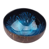 WWSHM Creative Natureal Coconut Bowl Ink Creative Ornament Storage Bowl Eco Friendly Soup Salad Noodle Storage Section Coconut Bowl (Color : Blue)
