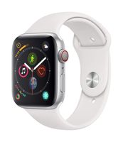 Apple Watch Series 4 (GPS + Cellular, 44mm) - Silver Aluminium Case with White Sport Band (Renewed)