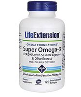 Life Extension Super Omega-3 Epa/DHA with Sesame Ligans & Olive Extract Exteric Coated Soft Gels, 120 Count