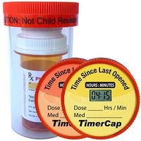 TimerCap Smart Medicine Bottle Wide Mouth - Fits Any Standard Rx Bottle Inside (2 Pack) EZ - Twist