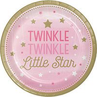 One Little Star Girl Paper Plates, 24 ct