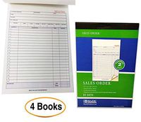 Sales Order Books Invoices | Receipts, 2-Part, Carbonless, White/Canary, 8.5 x 5.5 Inches, 50 Sets per Book, 4 Books