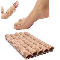 5 Pack Finger Sleeves Toe Tubes, Fabric Lined With Silicone Gel. Toe Sleeve Protectors, Foot Toe Pain Relief, Corn and Calluses Remover