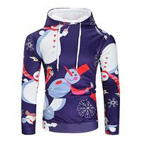 Men Pullover Tops Autumn Christmas 3D Printing Long Sleeve Sweatshirt Casual Sport Hoodies Outwear Kingfansion Dark Blue