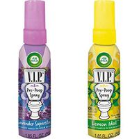 Air Wick V.I.P. Pre-Poop Toilet Spray, Contains Essential Oils, Lavender Superstar Scent and Air Wick V.I.P. Pre-Poop Toilet Spray, Contains Essential Oils, Lemon Idol Scent, Travel Size