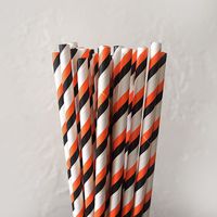 Little Robin's Eggs Halloween Striped Paper Straws, 25-pack
