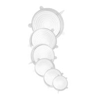 YASSUN Silicone Food lids, Stretch Covers for containers, Multiple Colors & Sizes, Reusable, Expandable, Portable lids for cans, Plates, Dishes, Bowls, Cups (6-Pack, White)