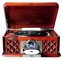 Pyle PTCD4BT Bluetooth Classic Style Record Player Turntable with CD Player, Cassette Deck, AUX (3.5mm) Input, Wireless Music Streaming