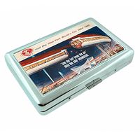 World's Fair Vintage Poster New York S4 Silver Cigarette Case Metal Wallet Id Holder 4" X 2.75" RFID Protection