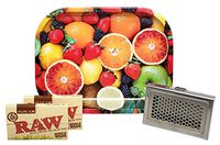 Leaf Lock Gear Mini Rolling Tray with 2 Packs RAW Organic Single Wide Rolling Papers and RAW Shredder Case