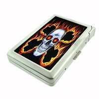 Metal Cigarette Case with Built In Lighter Skull-099
