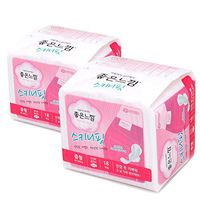 Korean Goodfeel Cottony Cover Sanitary Pads Medium Size 2 Packs of 18 Pcs 24Cm with 2 Wings