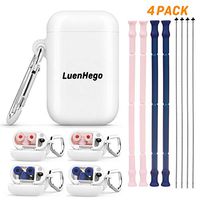 Collapsible Reusable Silicone Straws, LuenHego Portable Foldable Drinking Straw with Travel Case & Cleaning Brush|4Pack|2 Blue&2 Pink