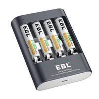 EBL 40min iQuick USB Battery Charger with AAA 1100mAh Rechargeable Batteries 4 Counts
