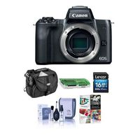 Canon EOS M50 Mirrorless Digital Camera Body Black - Bundle with 16GB SDHC Card, Camera Case, Cleaning Kit, Card Reader, Pc Software Package