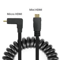 Copeak Coiled High Speed HDMI Cable Coiled Right Angle Micro HDMI to Mini HDMI Male Cable 11.8""/30cm High Speed Support 1080p Ethernet & Audio Return for Atomos Ninja Star Tablets Cameras