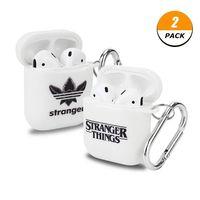 Rumbeast Stranger Things AirPods Case, Waterproof TPU AirPods Protective Skin Cases with Carabiner Compatible with Apple AirPods 1 and AirPods 2 Gift for Boys Girls(2 Pack)