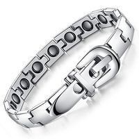 Extra Strength Magnetic Therapy 316L Stainless Steel Gold Bracelets for Men Health Stress Relief Wristband [Free Links Removal Tool]