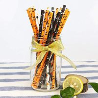 Halloween Decorations Decor, YESZ 25Pcs Paper Bat Printed Disposable Drinking Straw Party Decoration - 25PCS