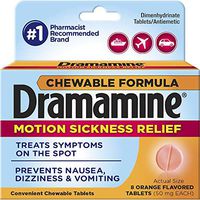 Dramamine Chewable Formula Motion Sickness Relief, 8 Orange Flavored Tablets each (Value Pack of 10)